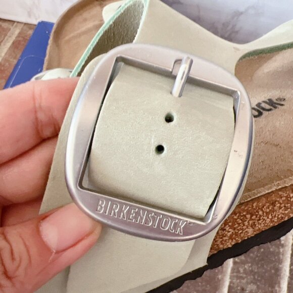 Birkenstock Gizeh Big Buckle Thong Sandal Faded Lime Leather EU 39 US 8- 8.5 W - Picture 9 of 13